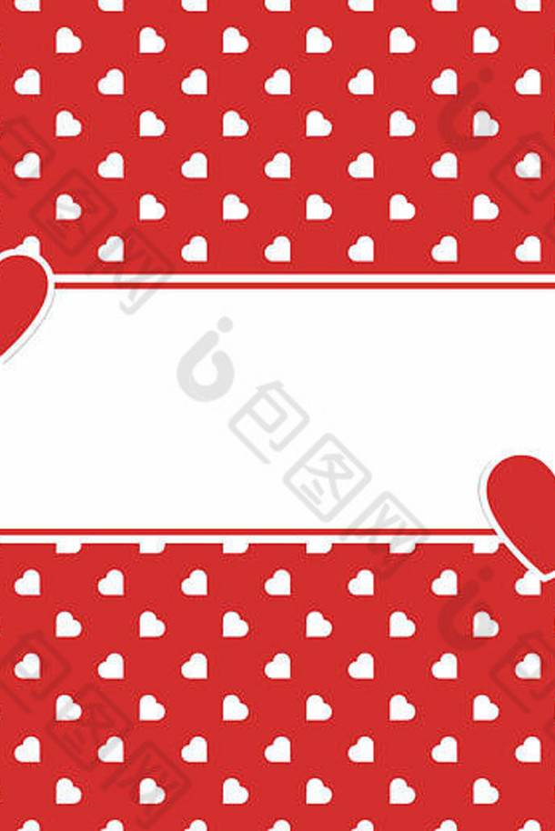 红色心形无缝爱情背景图案，用于情人节或母亲节，用于横幅浪漫贺卡包装纸装饰。