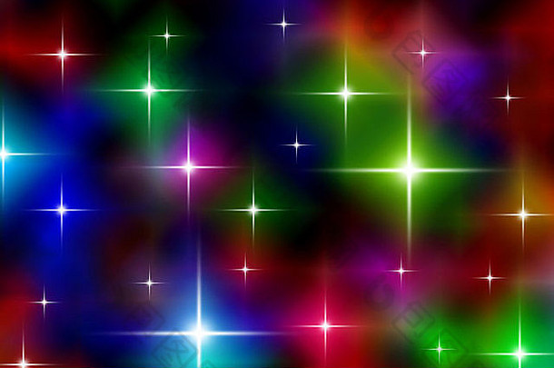 节日色彩斑斓的布满星星的灯背景
