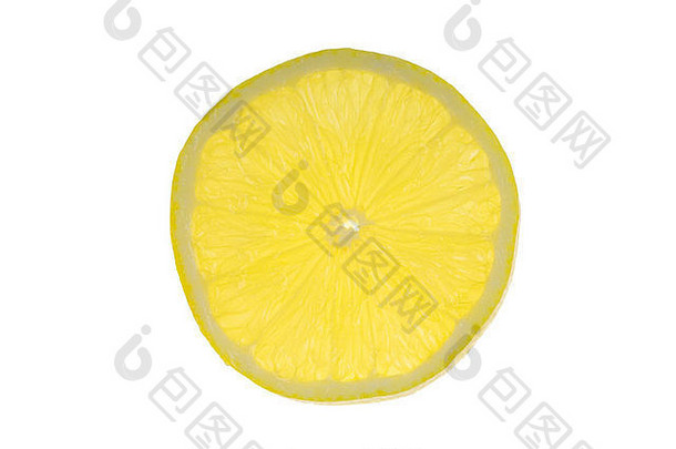 轮单片柠檬纯白色背景