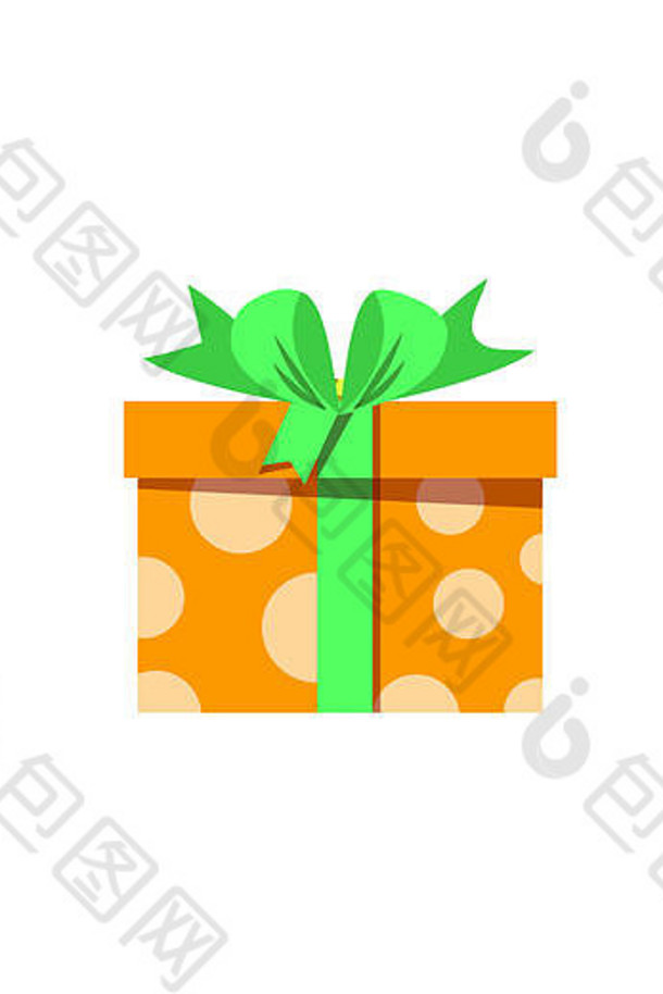 可爱的橙色礼物盒子包装节日丝带孤立的白色背景出售购物生日圣诞节一年情人节现在图标