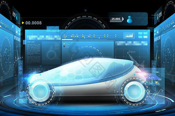 未来主义的概念车虚拟屏幕