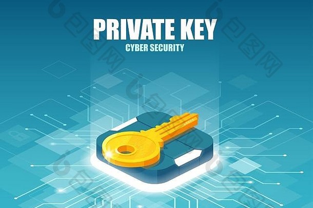 网络安全私人关键全球数字技术概念