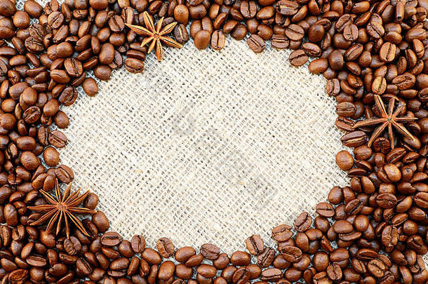 咖啡豆子anisetree星星椭圆形框架自然解雇背景空间文本