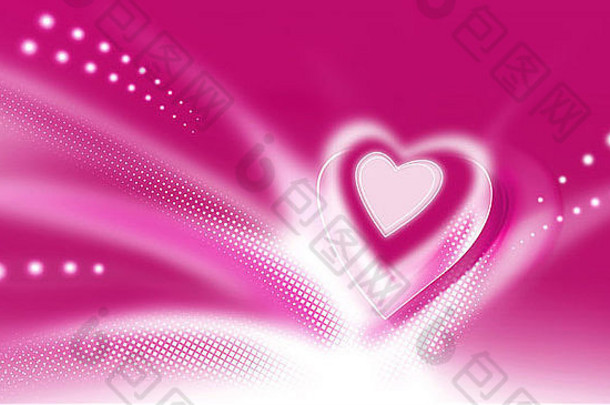 光栅粉红色的心背景情人节一天