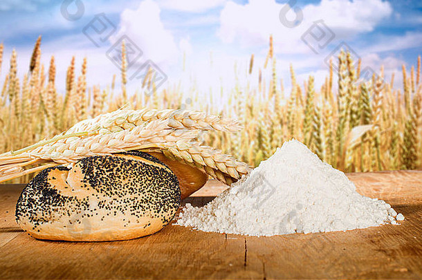 面包面粉小麦麦片作物麦片作物背景
