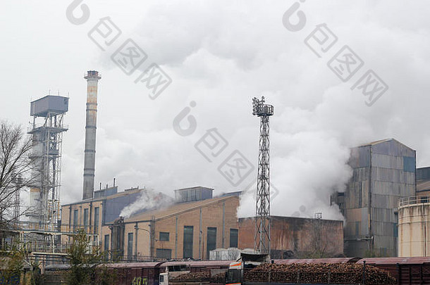 处理糖甜菜糖炼油厂工厂烟囱发射烟空气