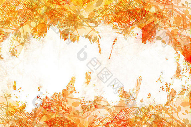 水平秋天背景水彩叶子复制空间