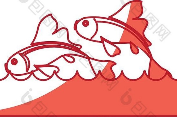 日本锦 鲤鱼水背图像
