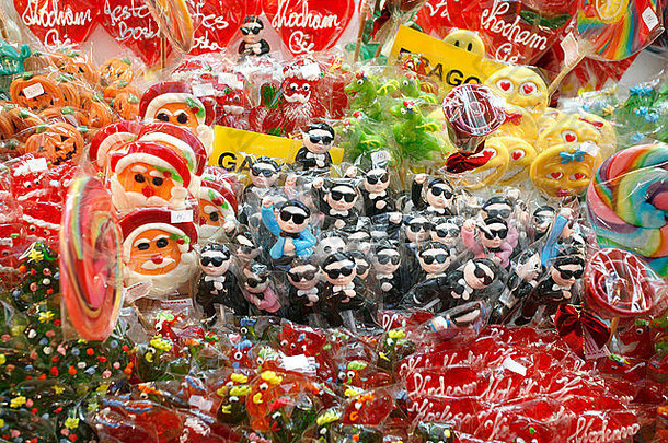 色彩斑斓的糖果糖果棒棒糖圣诞节市场