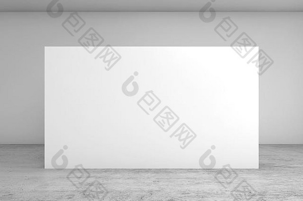 摘要空白色室内背景空白横幅站混凝土地板上当代体系结构设计前面视图插图