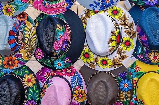色彩斑斓的墨西哥帽子记忆出售尤卡坦半岛里维埃拉玛雅拉丁美国墨西哥旅行背景