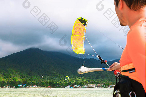 风筝登机有趣的海洋极端的体育运动股票图像