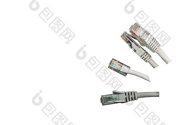 关闭视图电缆网络连接互联网沟通电脑技术概念孤立的白色背景