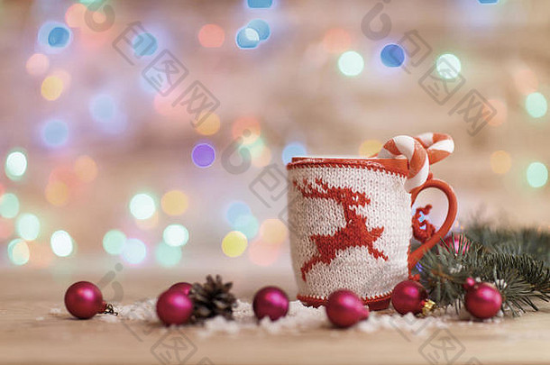 杯茶咖啡圣诞节针织饰品克里斯