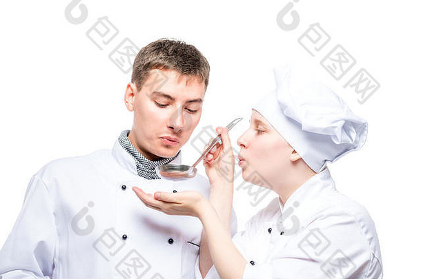专业厨师汤包白色背景