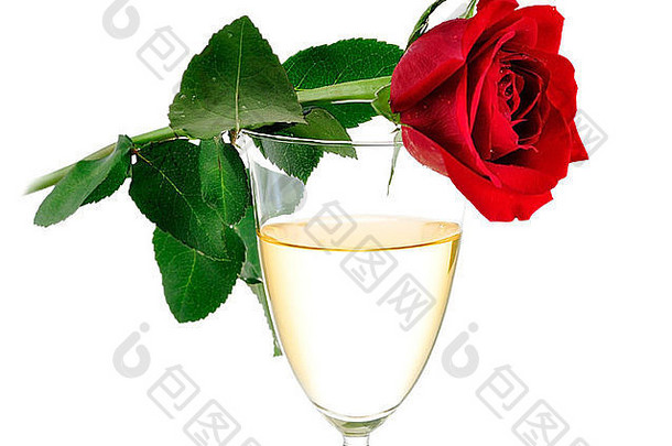 玻璃白色酒玫瑰