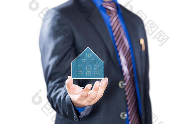 商人虚拟真正的房地产保险贷款房子