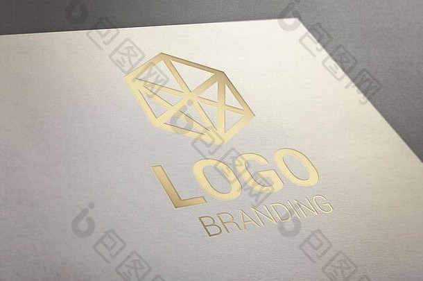 黄金标志演讲白色纸概念公司视觉身份品牌促销活动
