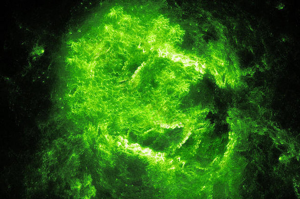 绿色发光的高能源火焰空间电脑生成的摘要背景呈现