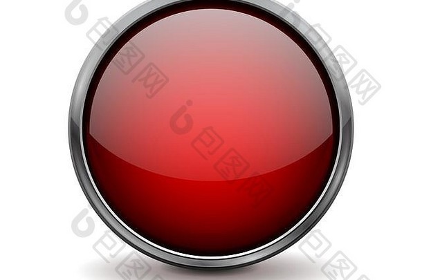 红色的玻璃按钮闪亮的图标金属框架