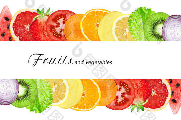 片水果蔬菜新鲜的食物食物概念