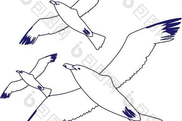 海鸥飞行图标平设计