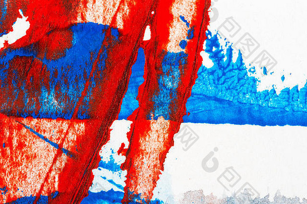 摘要红色的蓝色的手画丙烯酸背景有创意的摘要手画色彩斑斓的艺术作品关闭片段丙烯酸绘画纸