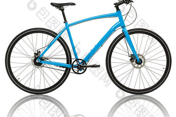 蓝色的自行车孤立的白色背景