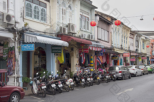 谁葡萄牙语体系结构临街店铺thalang路普吉岛小镇泰国