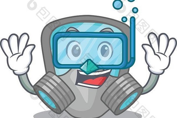 呼吸器面具吉祥物设计游泳潜水眼镜