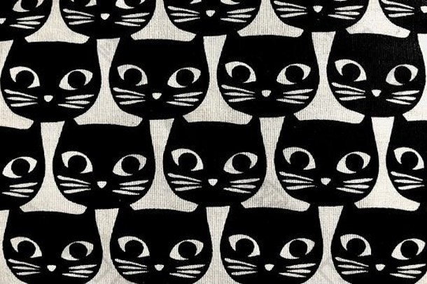 黑色的猫画白色背景矩形格式