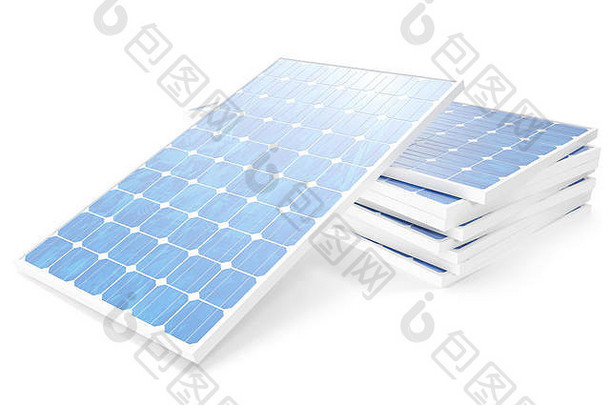 插图太阳能权力一代技术蓝色的太阳能面板概念替代电源生态能源清洁能源孤立的白色背景