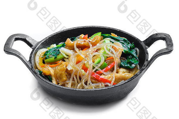 朝鲜文大米面条蔬菜煎锅