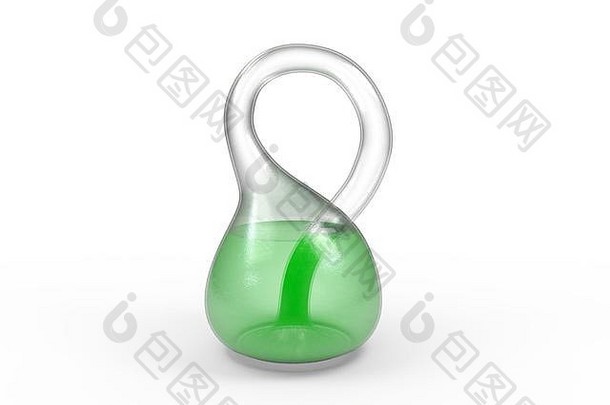 一边网小瓶孤立的白色绿色水内部插图