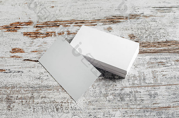 照片空白业务卡片空白业务卡片古董木地板上背景