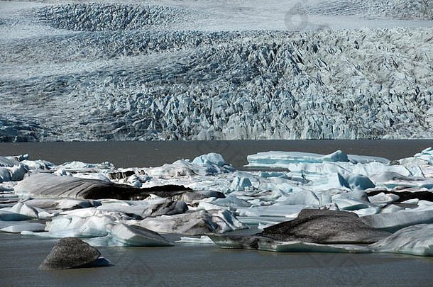 冰山环礁湖杰古沙龙冰隆冰岛填满冰川冰山
