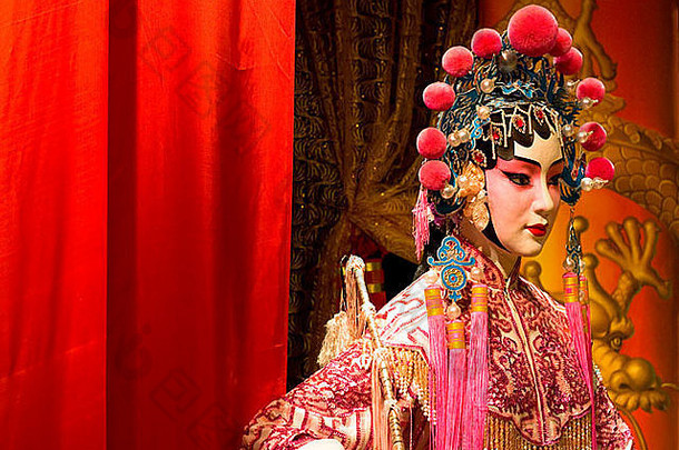 中国人歌剧假红色的布文本空间