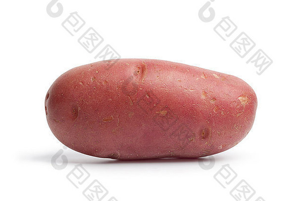 单新鲜的生罗塞瓦尔土豆孤立的白色背景