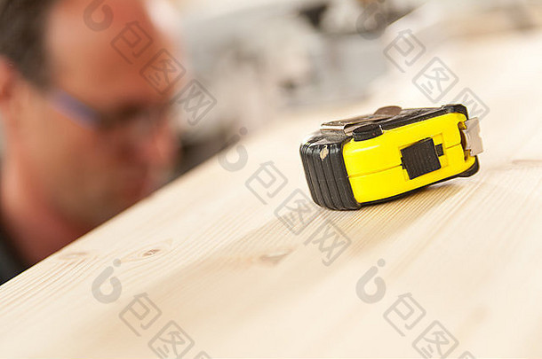 焦点测量磁带木董事会木工脸失焦背景