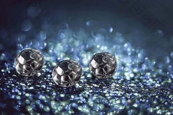 发光疯狂的钻石钻石镜子蓝色的银闪闪发光的散景背景