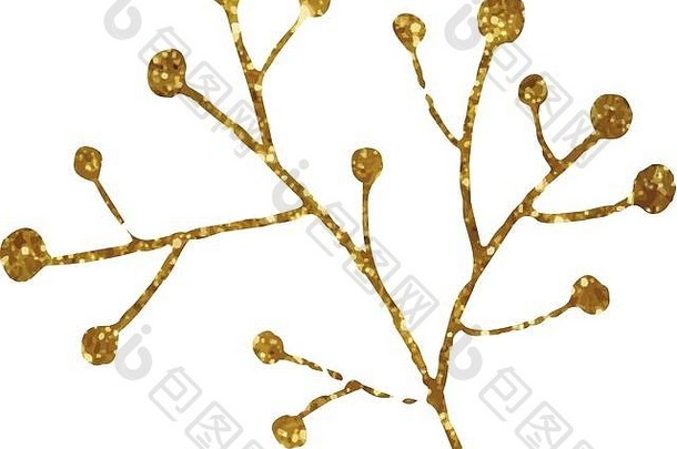 金闪闪发光的复古的花植物deocration平图标