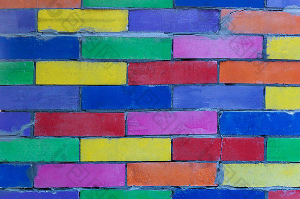 五彩缤纷的墙摘要有趣的五彩缤纷的画砖墙