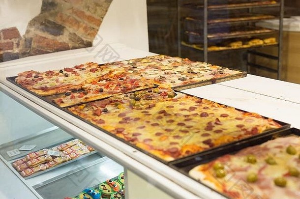 意大利披萨窗口商店贝加莫零食快快食物