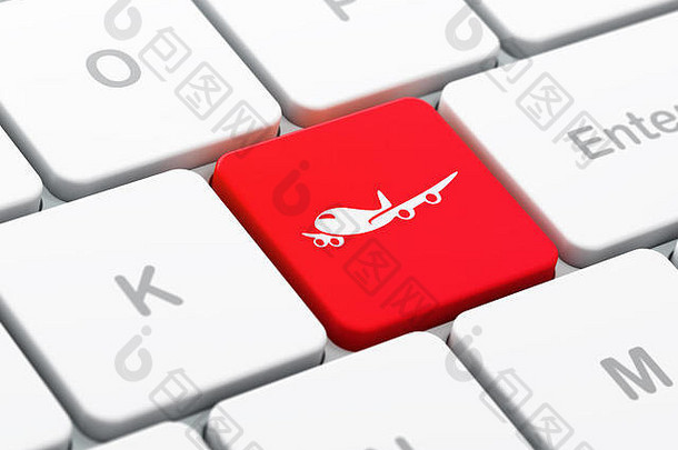 旅行概念飞机电脑键盘背景