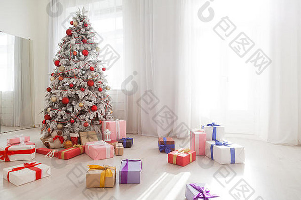 白色圣诞节树礼物装饰灯一年加兰