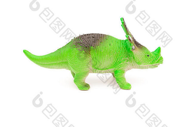 一边视图绿色styracosaurus<strong>玩具</strong>白色背景