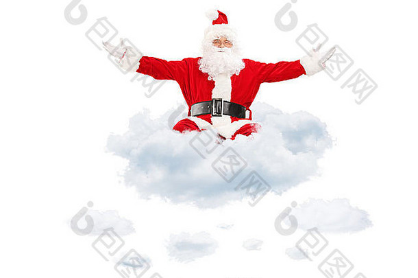 圣诞老人老人传播手飞行云