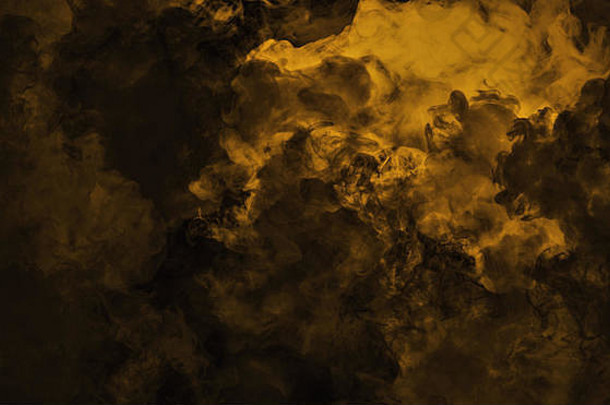 滚动巨浪烟雾云黄色的干冰底光雾地板上孤立的背景纹理