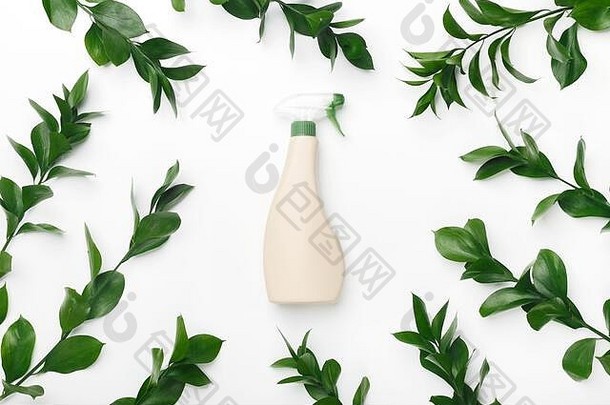 瓶喷雾喷嘴绿色叶子白色