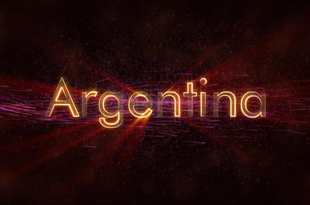 阿根廷国家文本动画闪亮的射线循环边缘文本背景旋转流动星星
